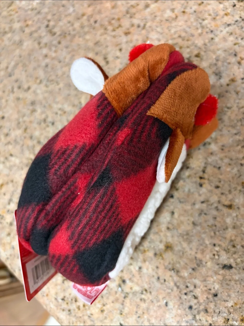 Kids Plush Rudolph the Red Nose Reindeer Slippers - Red Plaid